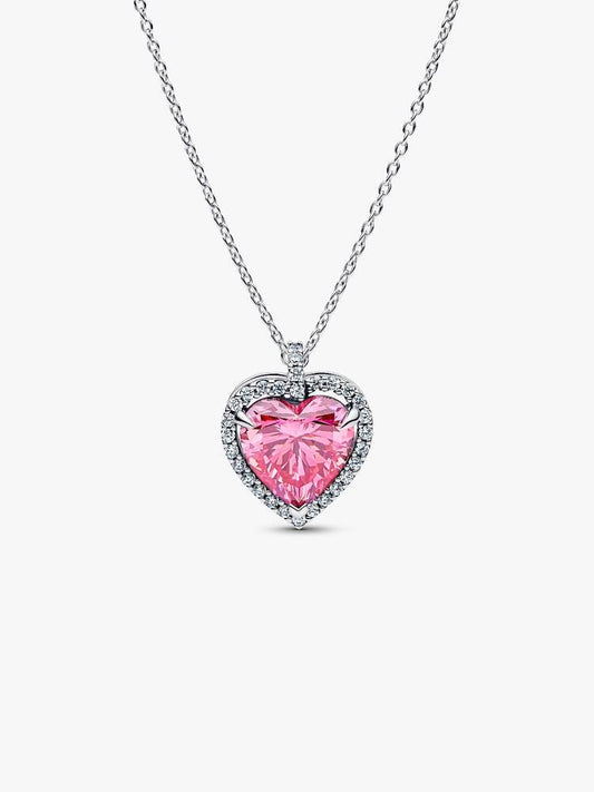 Pink Halo Heart Necklace
