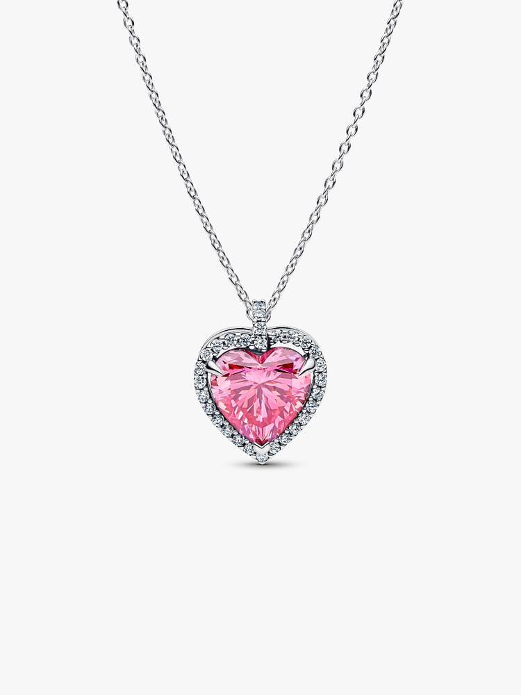 Pink Halo Heart Necklace