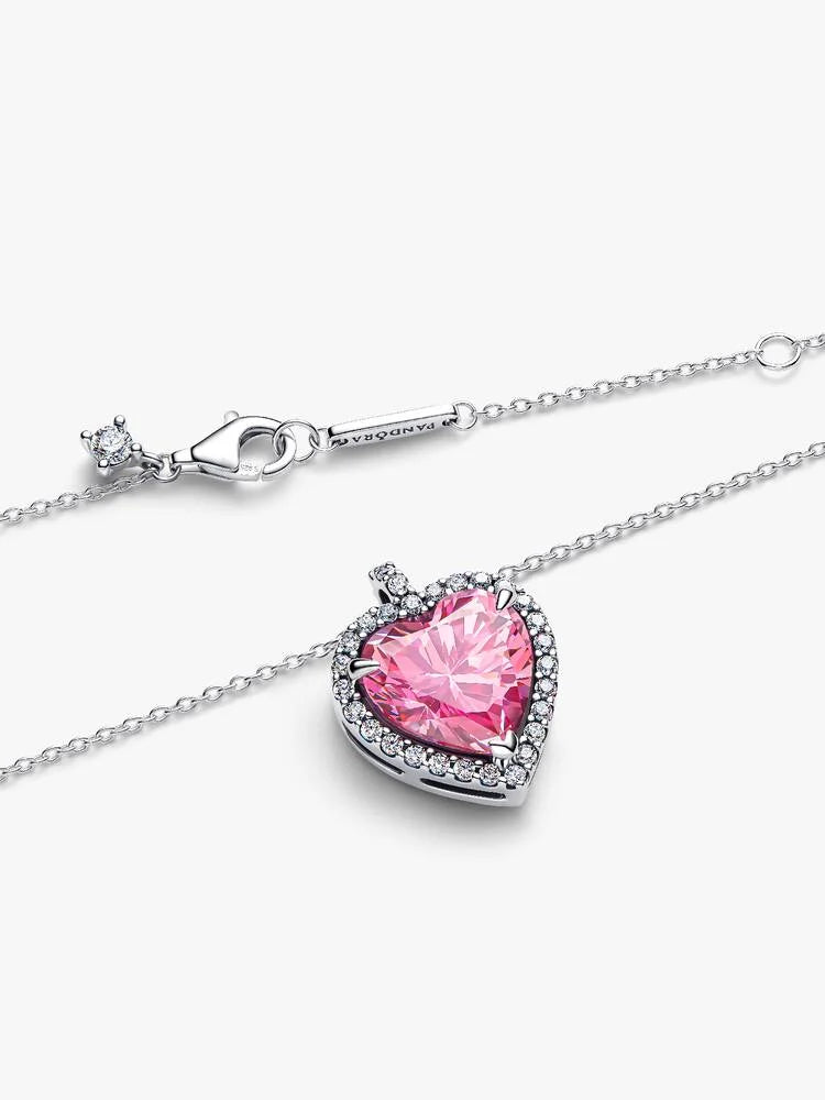 Pink Halo Heart Necklace