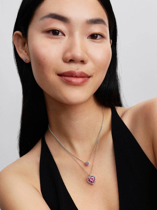 Pink Halo Heart Necklace