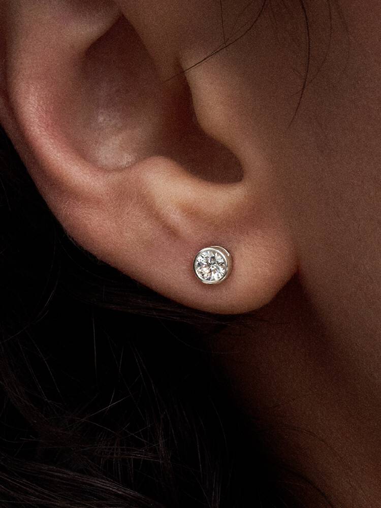 Bezel Diamond Earrings